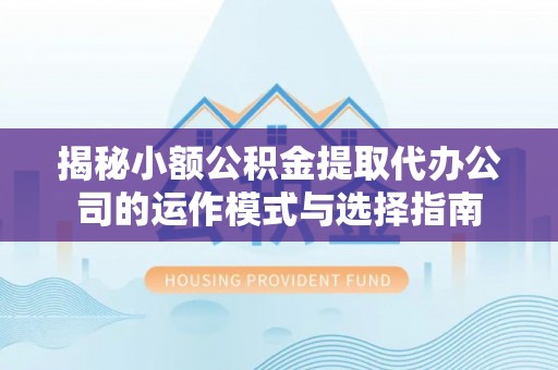 兴县揭秘小额公积金提取代办公司的运作模式与选择指南