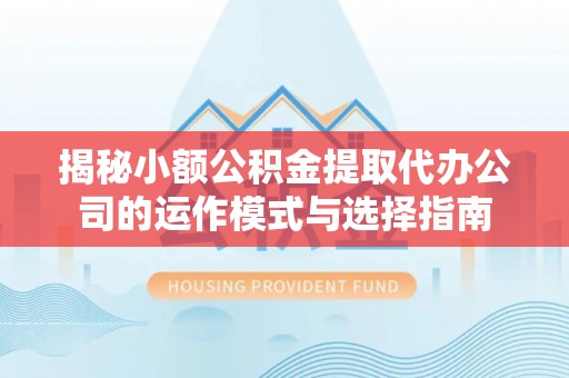 兴县揭秘小额公积金提取代办公司的运作模式与选择指南